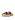 Women's natural raffia with chocolate brown leather platform footbed slides with gold buckles
