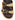 Women's natural raffia with chocolate brown leather platform footbed slides with gold buckles