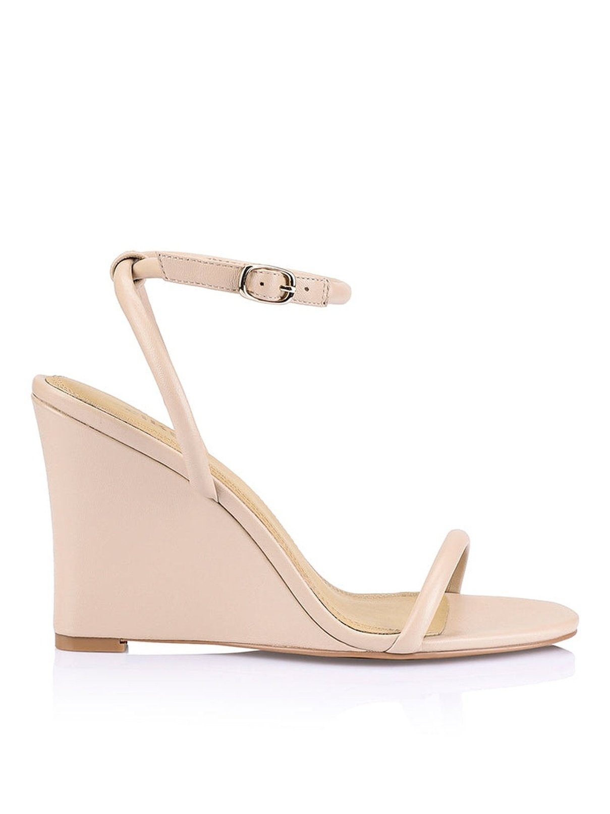 Bebe Wedge Sandals Nude Leather