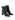 Women's black leather heeled ankle boot with pointed toe and thin block heel