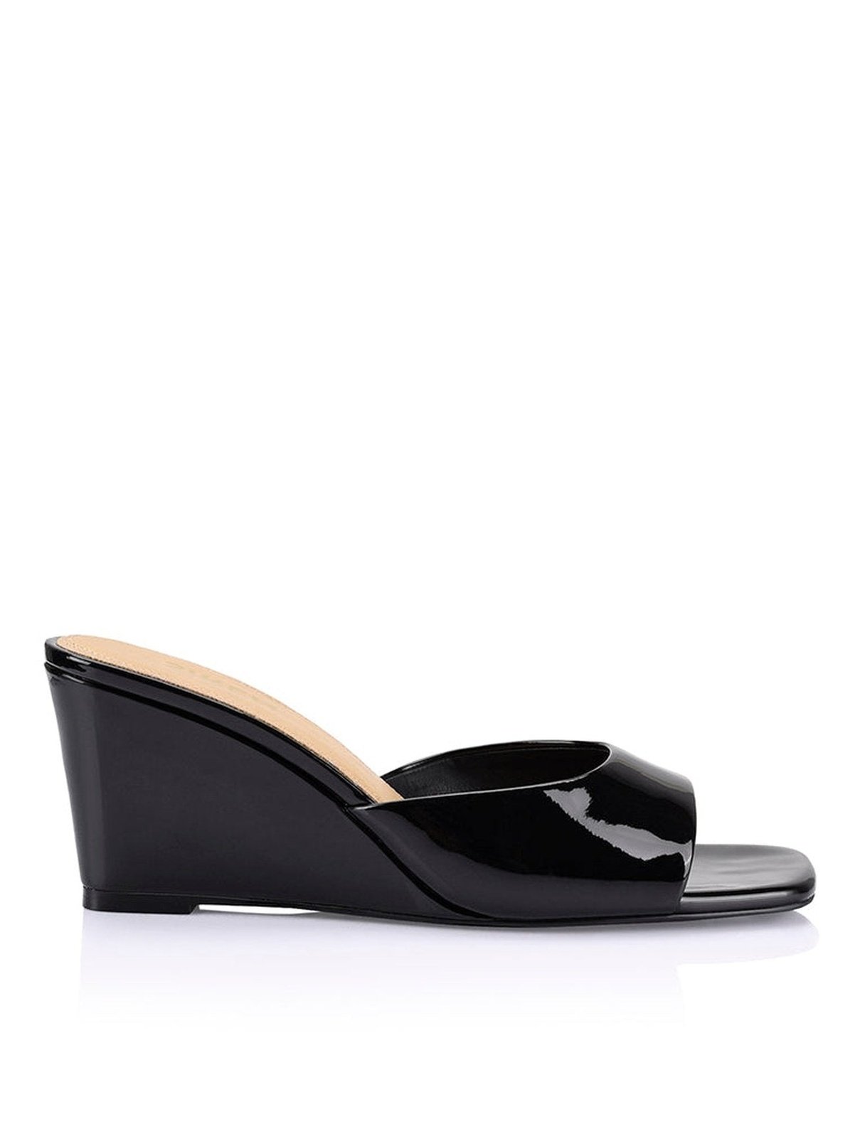 Black patent leather best sale wedges