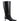 Women's black high shine leather knee high boot with stiletto heel and sharp pointed toe