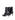 Women's black leather ankle boot with stiletto heel, pointed toe and gold buckle detailing