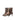 Women's brown snake print leather ankle boot with stiletto heel, pointed toe and gold buckle detailing