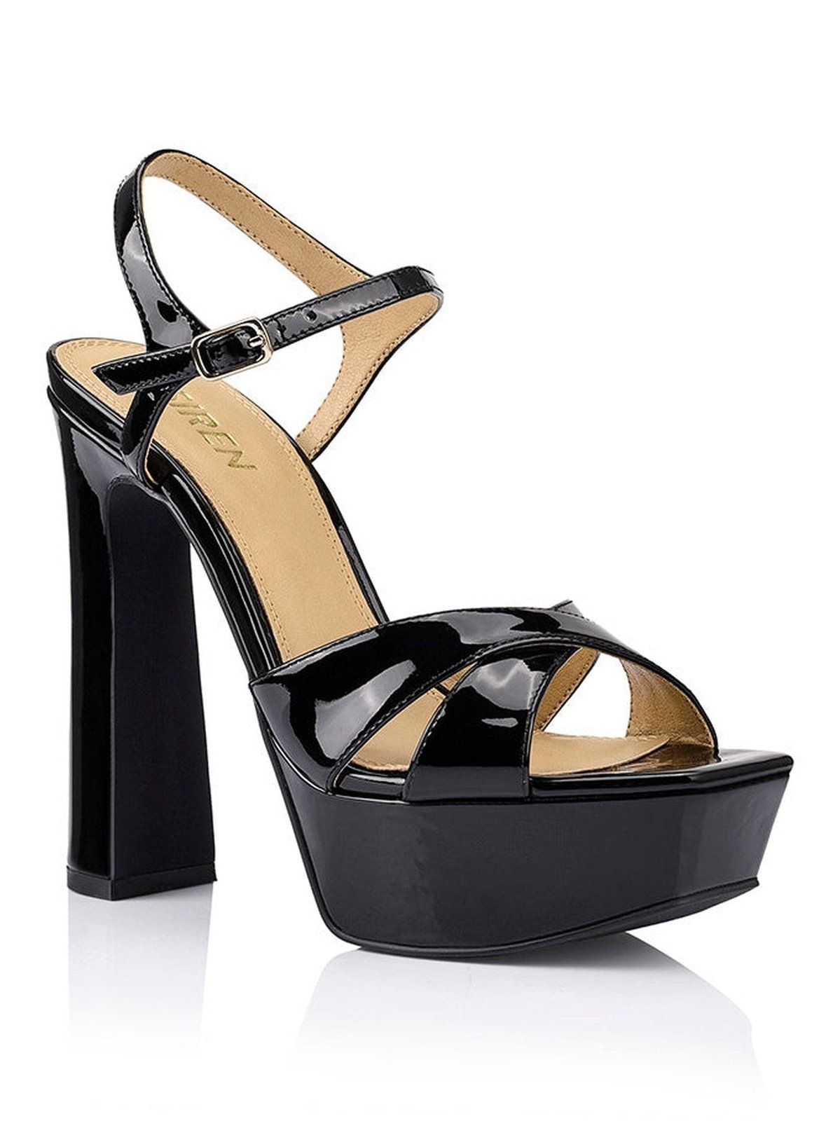 Jamie Platform Sandals - Black Patent