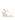 Women's cream white leather heeled wedge with gold metal toe ring details