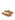 Women's brown tan leather flat slide with gold metallic embellishment, dainty straps and toe ring