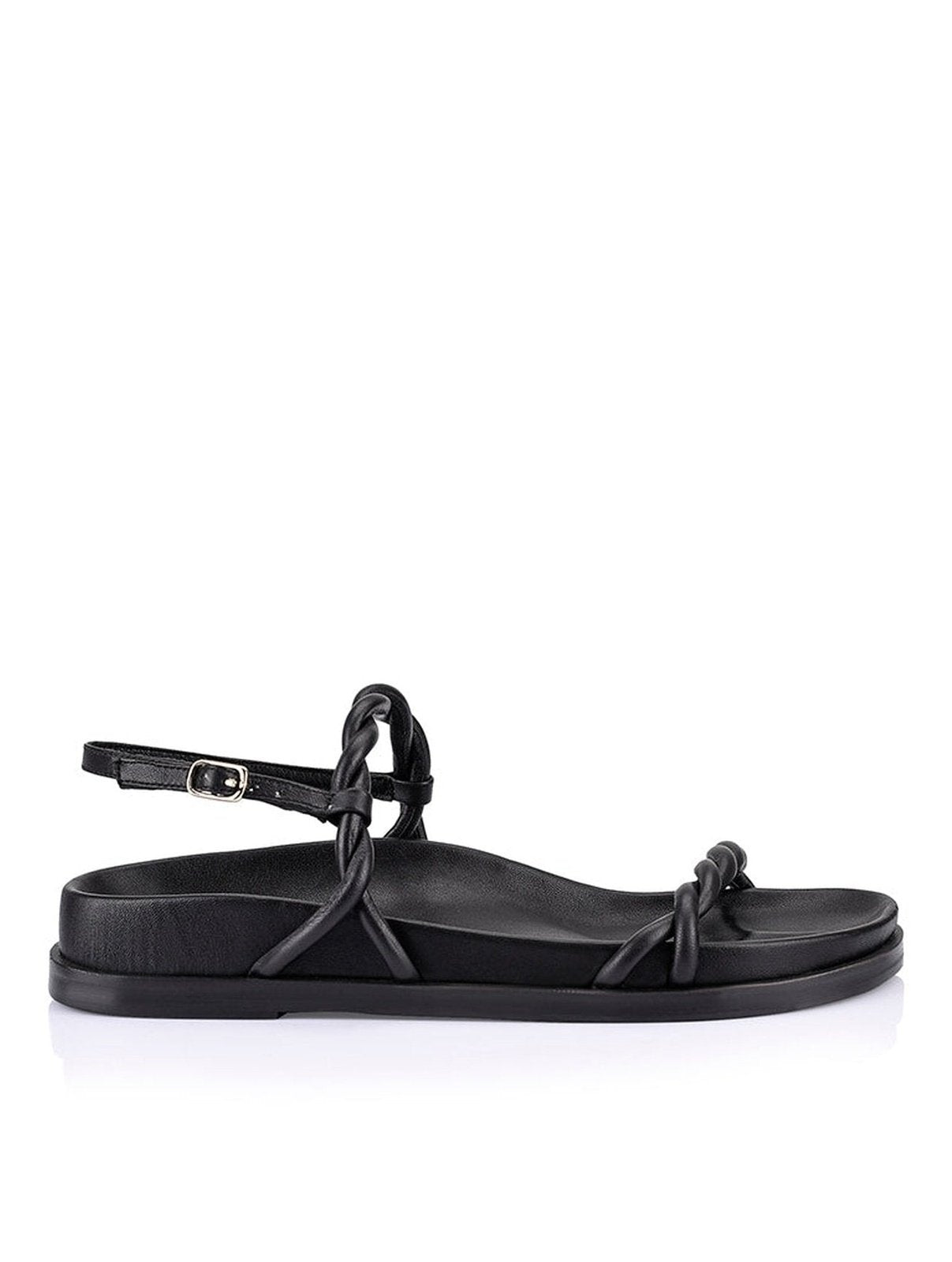 Rebekha Footbed Sandals - Black Leather