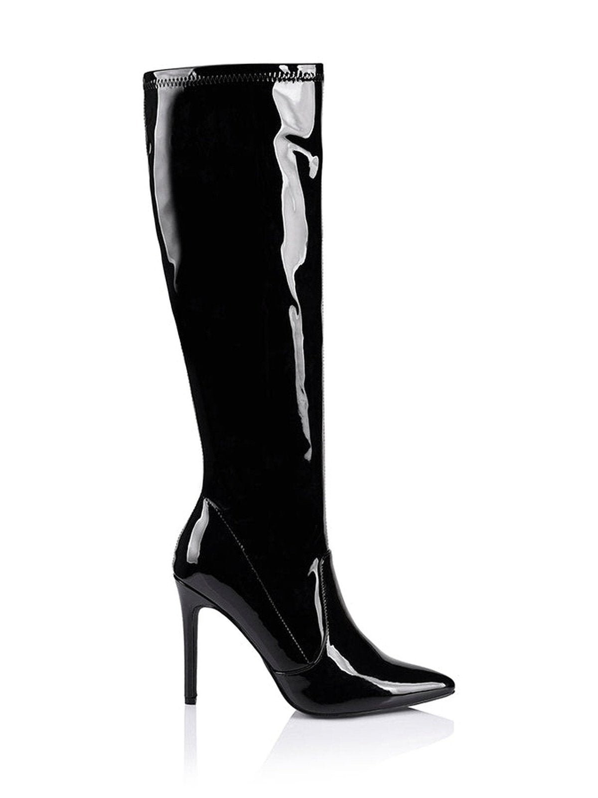 Tall black patent leather boots cheap