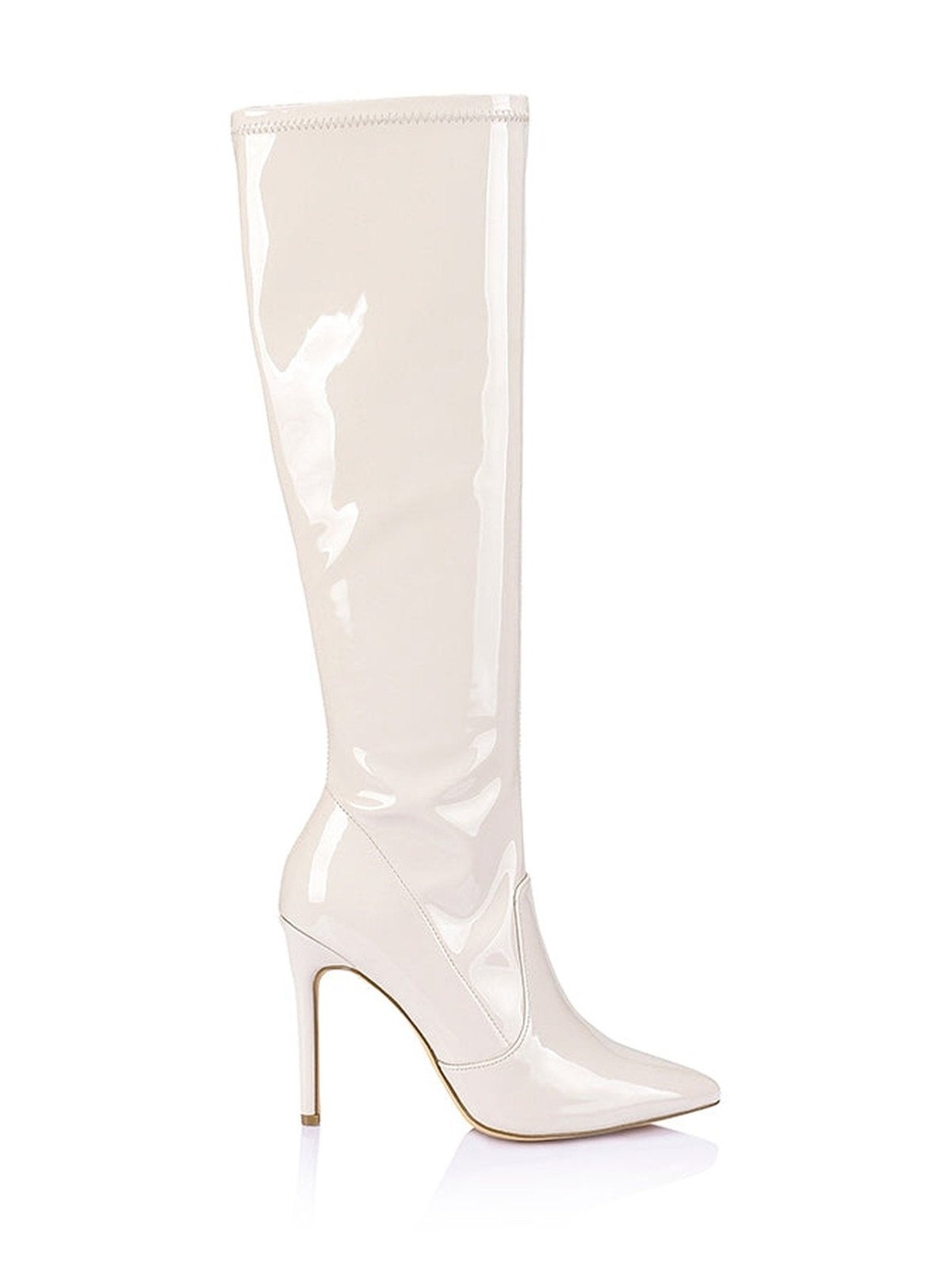 White patent knee high boots on sale