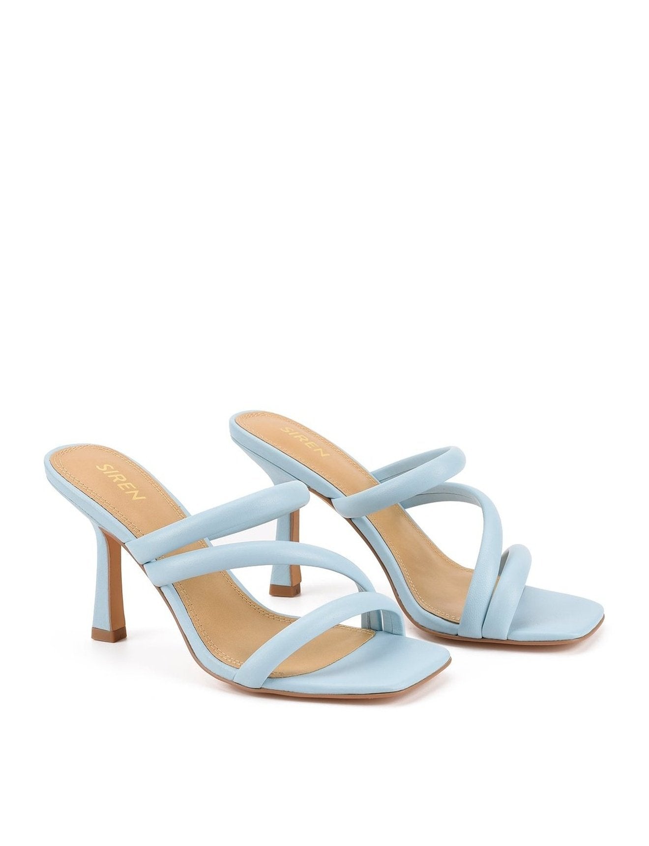 Women's pale blue leather strappy high heel sandal