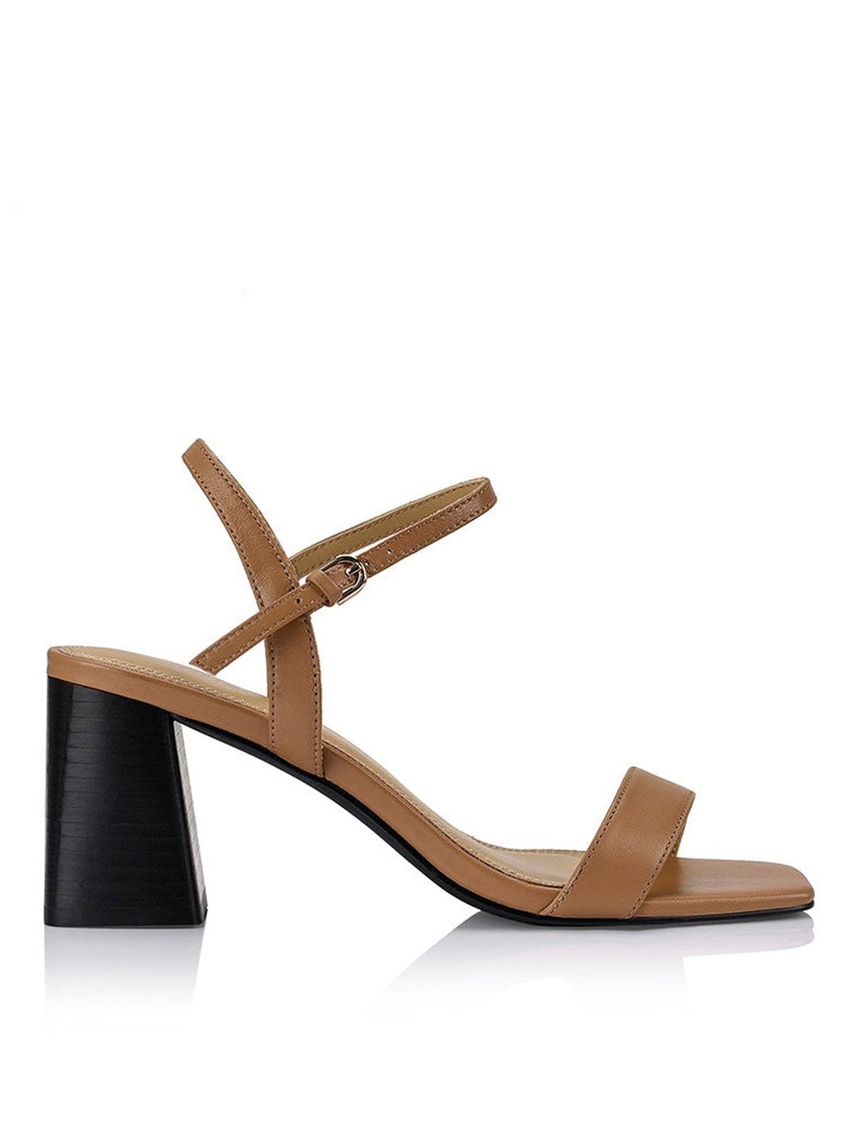Tan leather heel sandals top