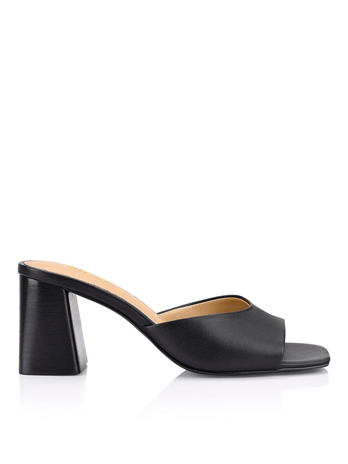 Stop Heeled Mules - Black Leather