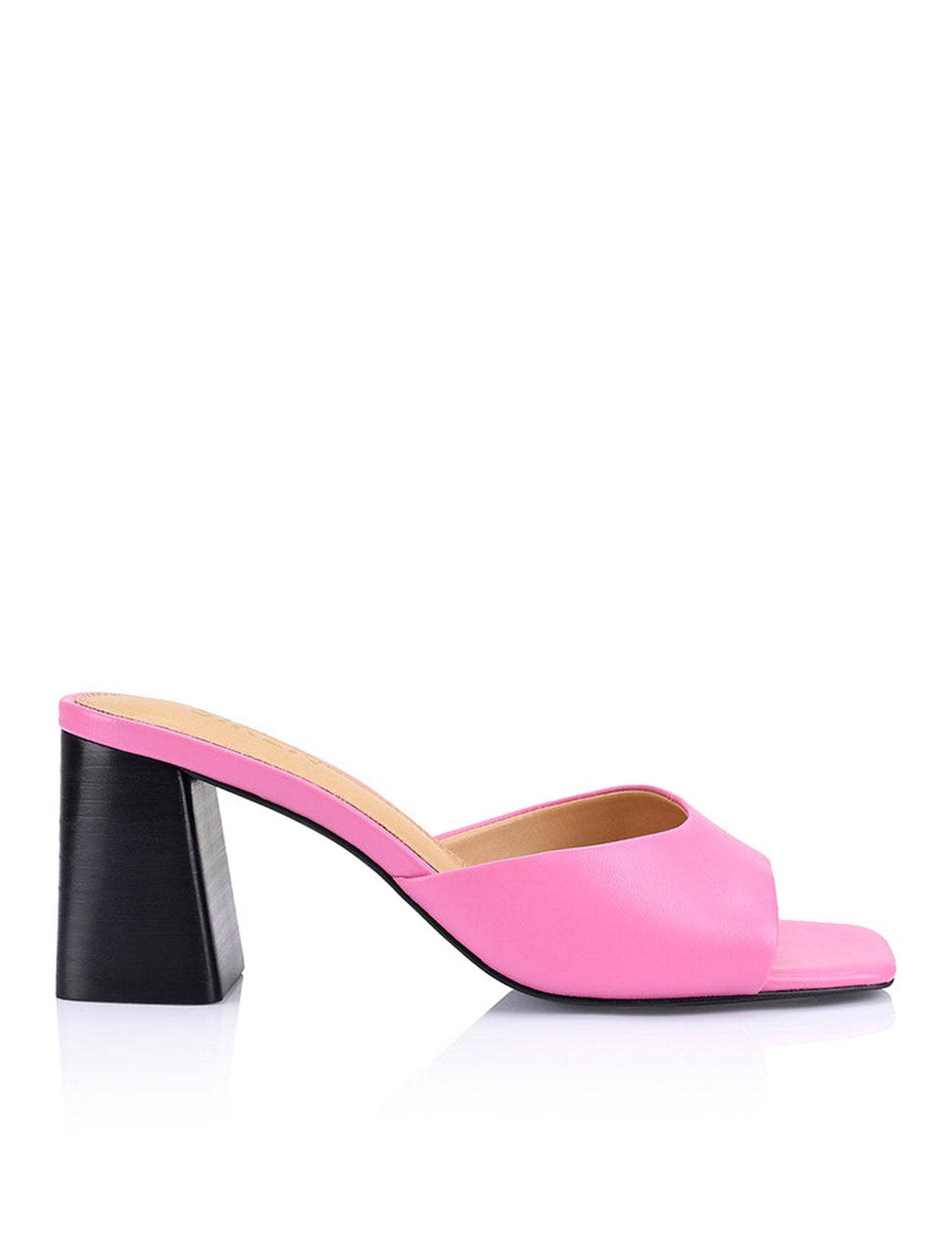Stop Heeled Mules - Rose Leather