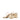 Women's gold leather block heel mule, with vinylite upper and square toe