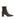 Women's chocolate brown stretch leather heeled ankle boot with pointed toe and zip closure