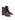 Women's chocolate brown stretch leather heeled ankle boot with pointed toe and zip closure