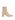 Women's nude stretch leather heeled ankle boot with pointed toe and zip closure
