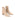 Women's nude stretch leather heeled ankle boot with pointed toe and zip closure