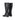 Women's black leather riding boot with block heel and round toe