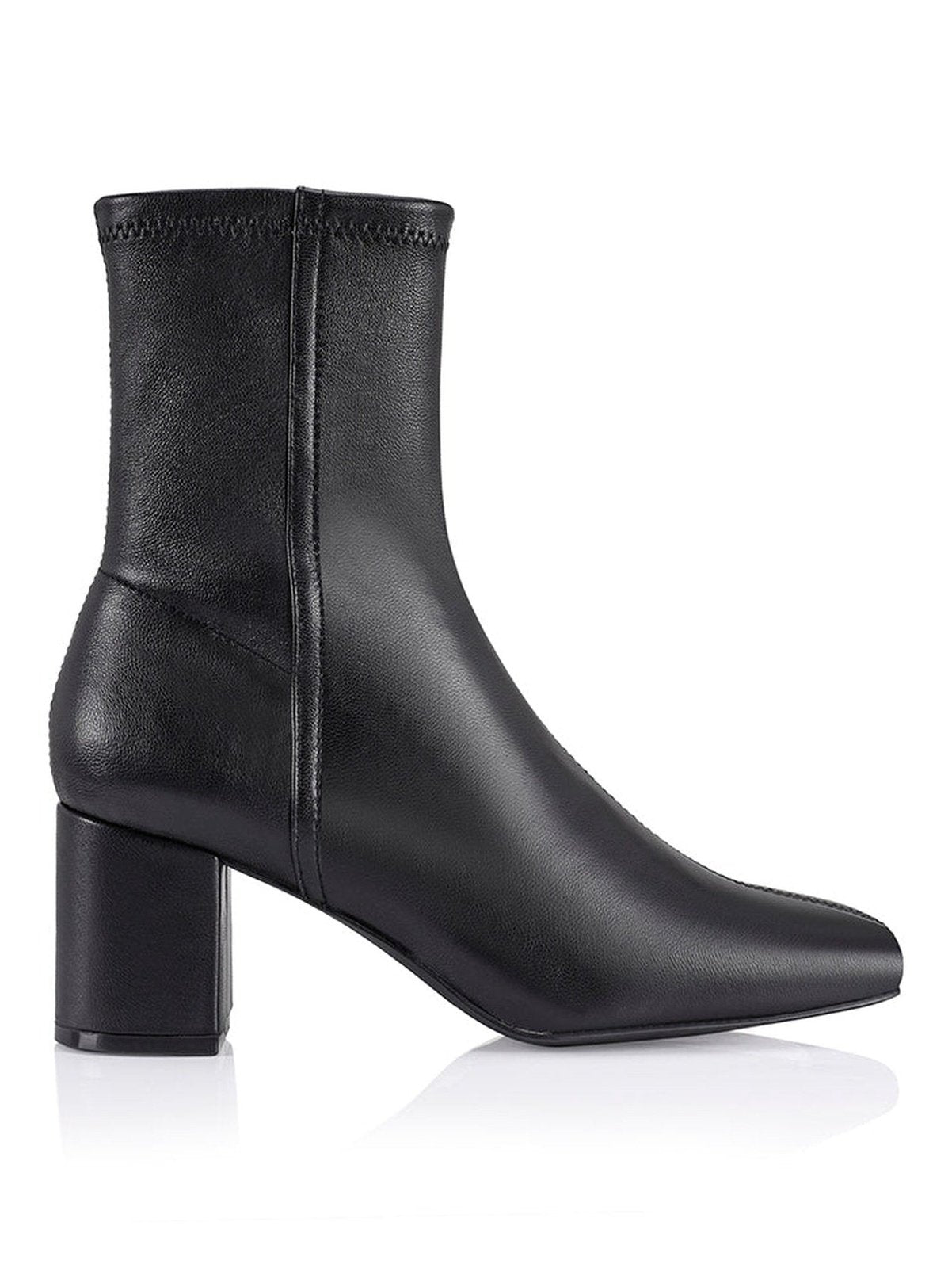 Juan II Sock Boots - Black Stretch Leather