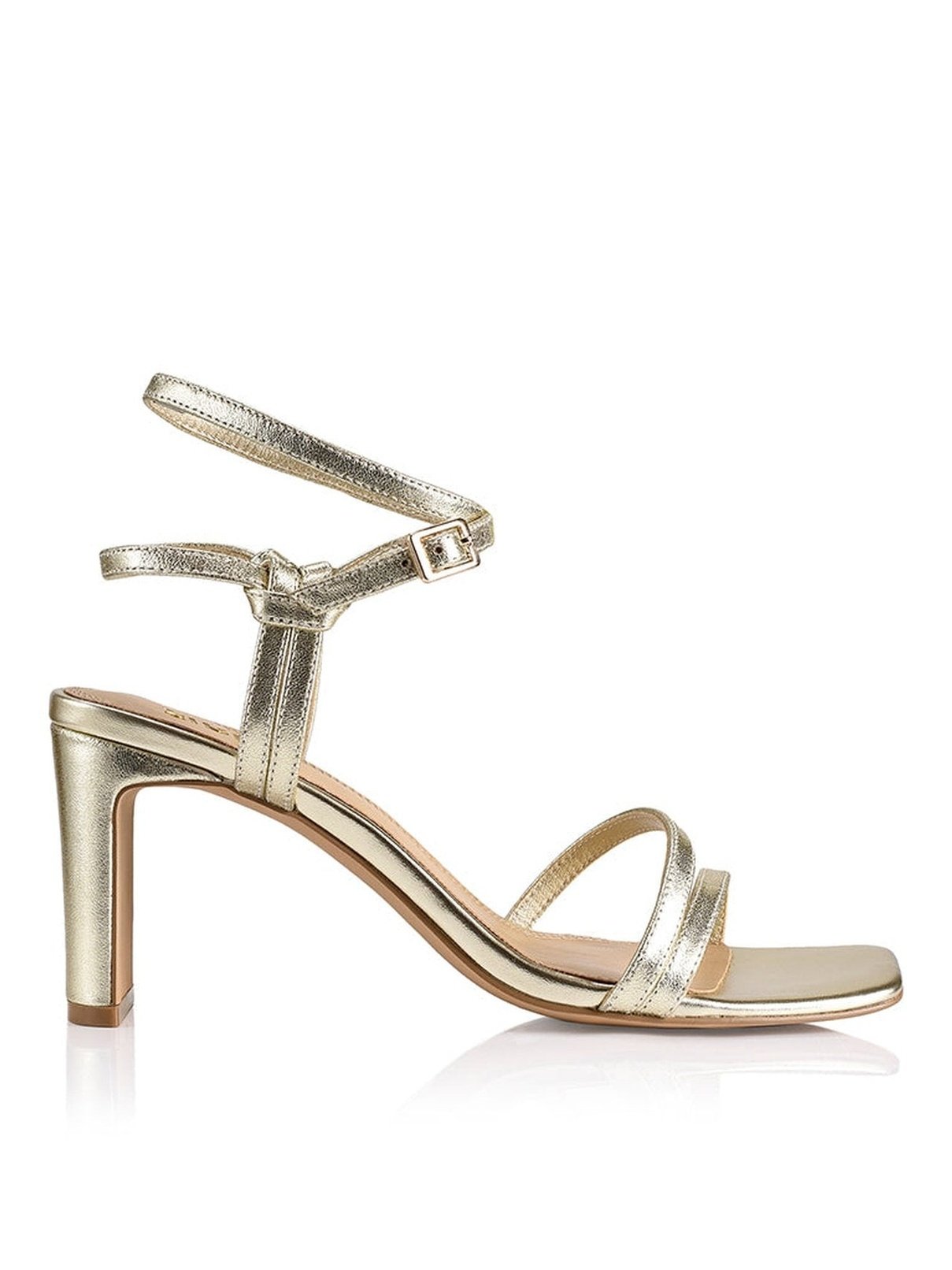 Gold leather cheap block heel sandals