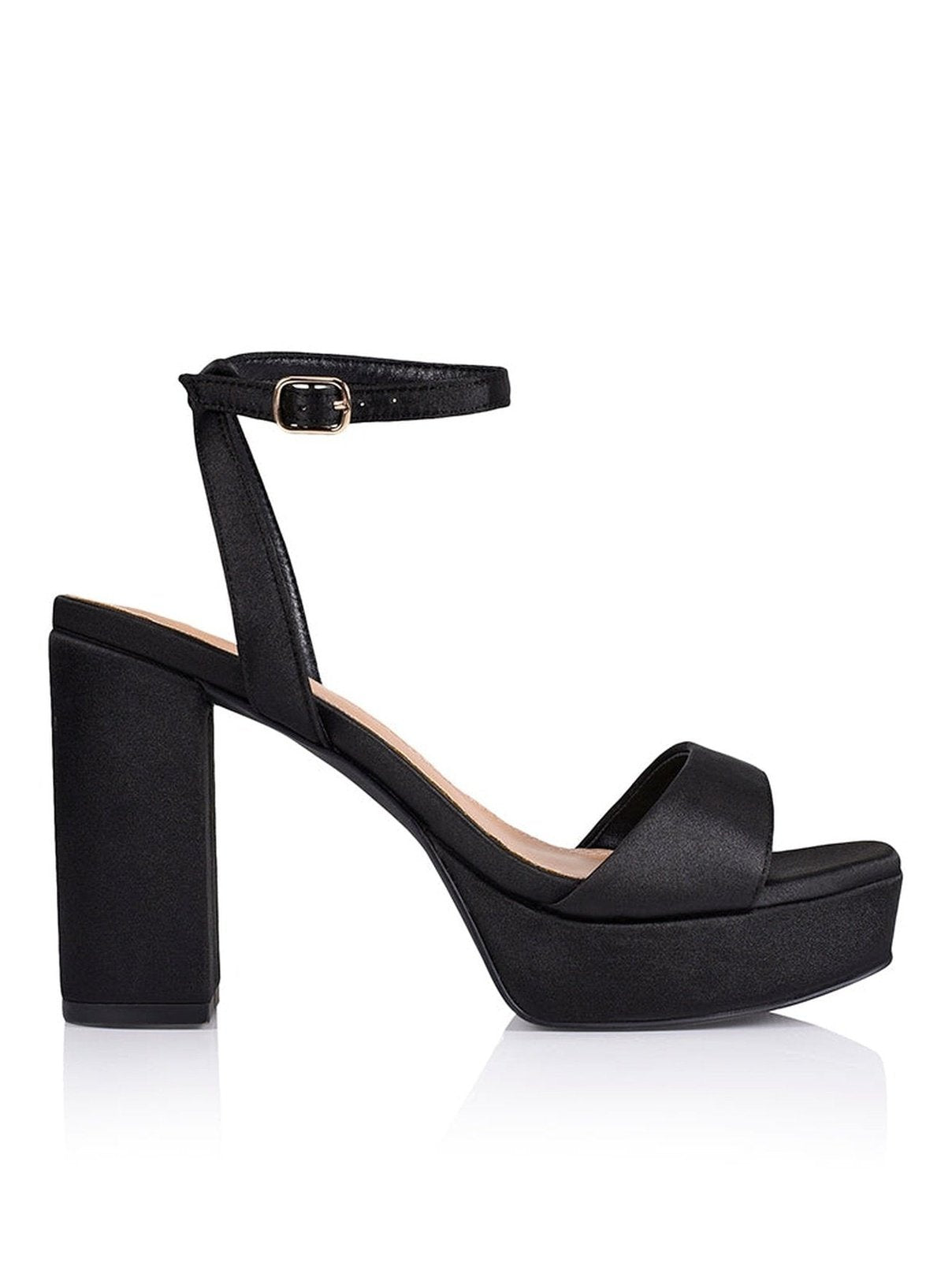 Orion Black Satin Platform Heels Shop Online Siren Shoes