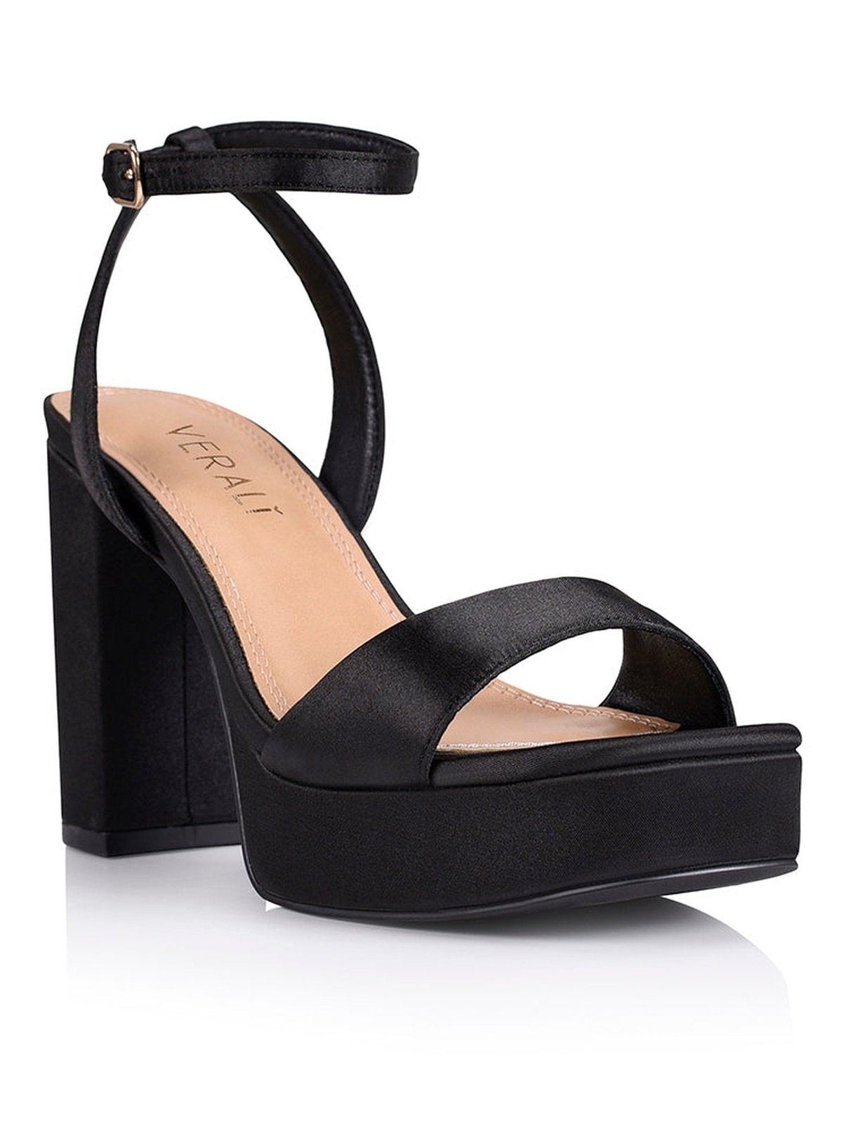 Black satin cheap platform heels