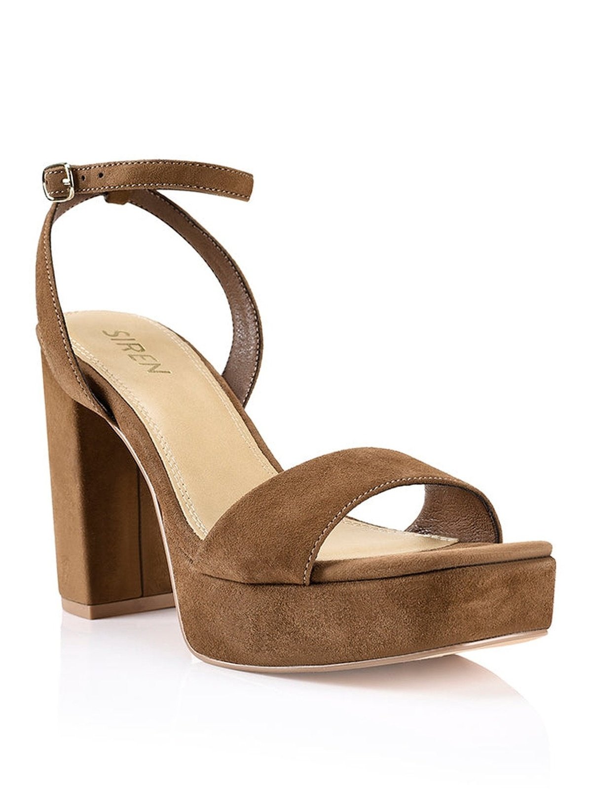 Orion Platform Heels Coffee Suede Siren Shoes