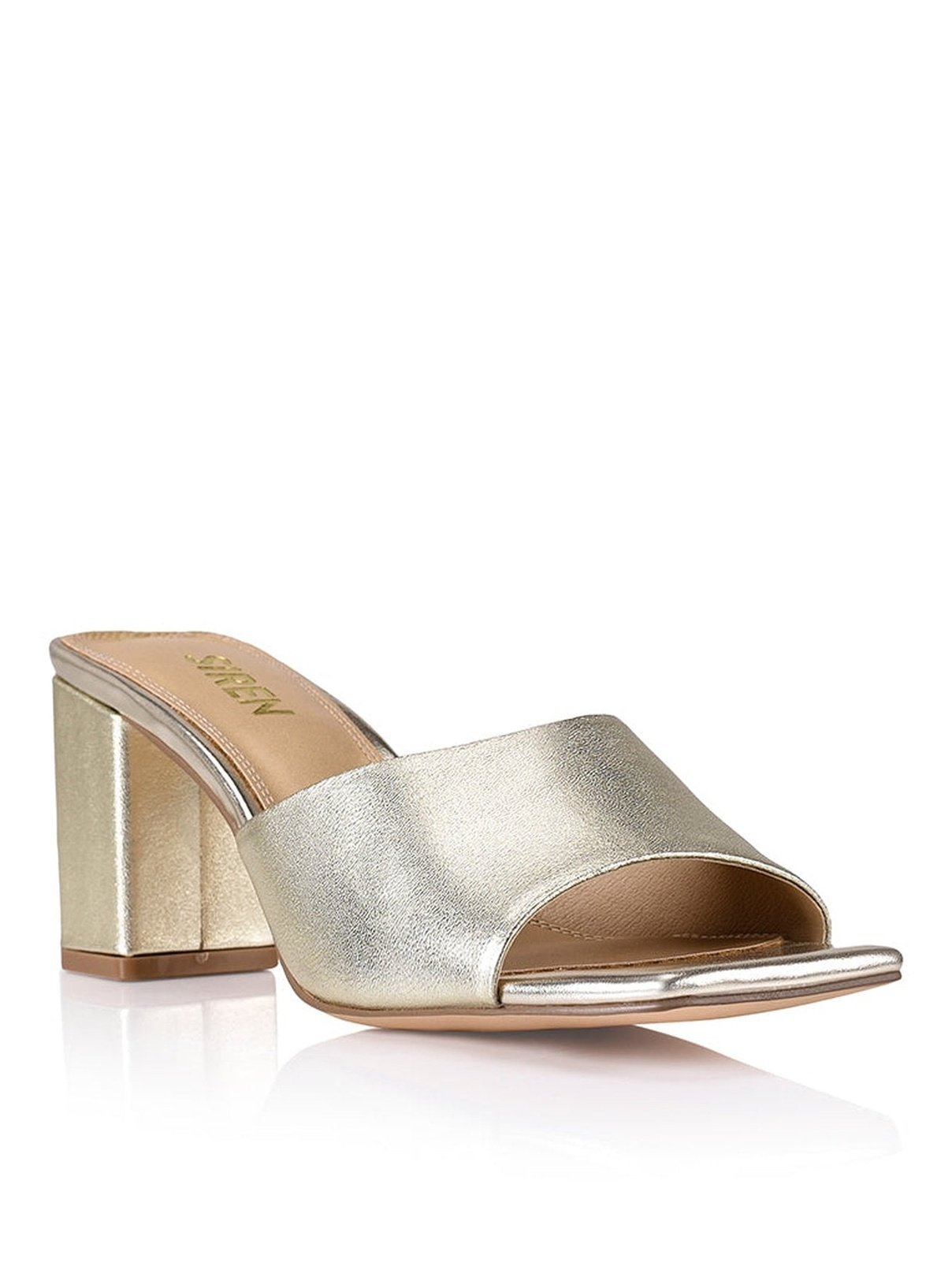 Teepee Block Heel Mules Gold Leather