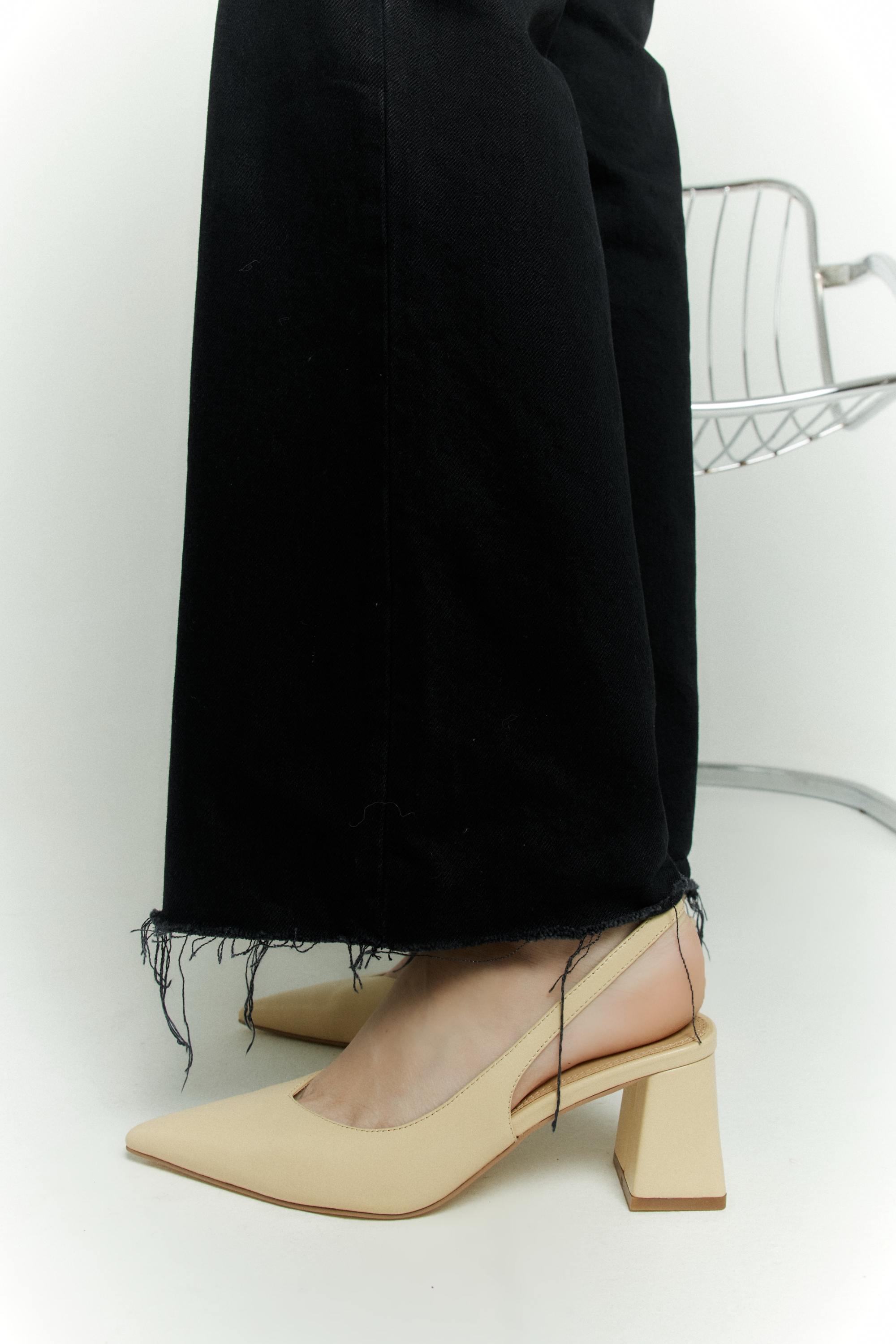Yankee Slingback Block Heel - Custard Yellow Leather