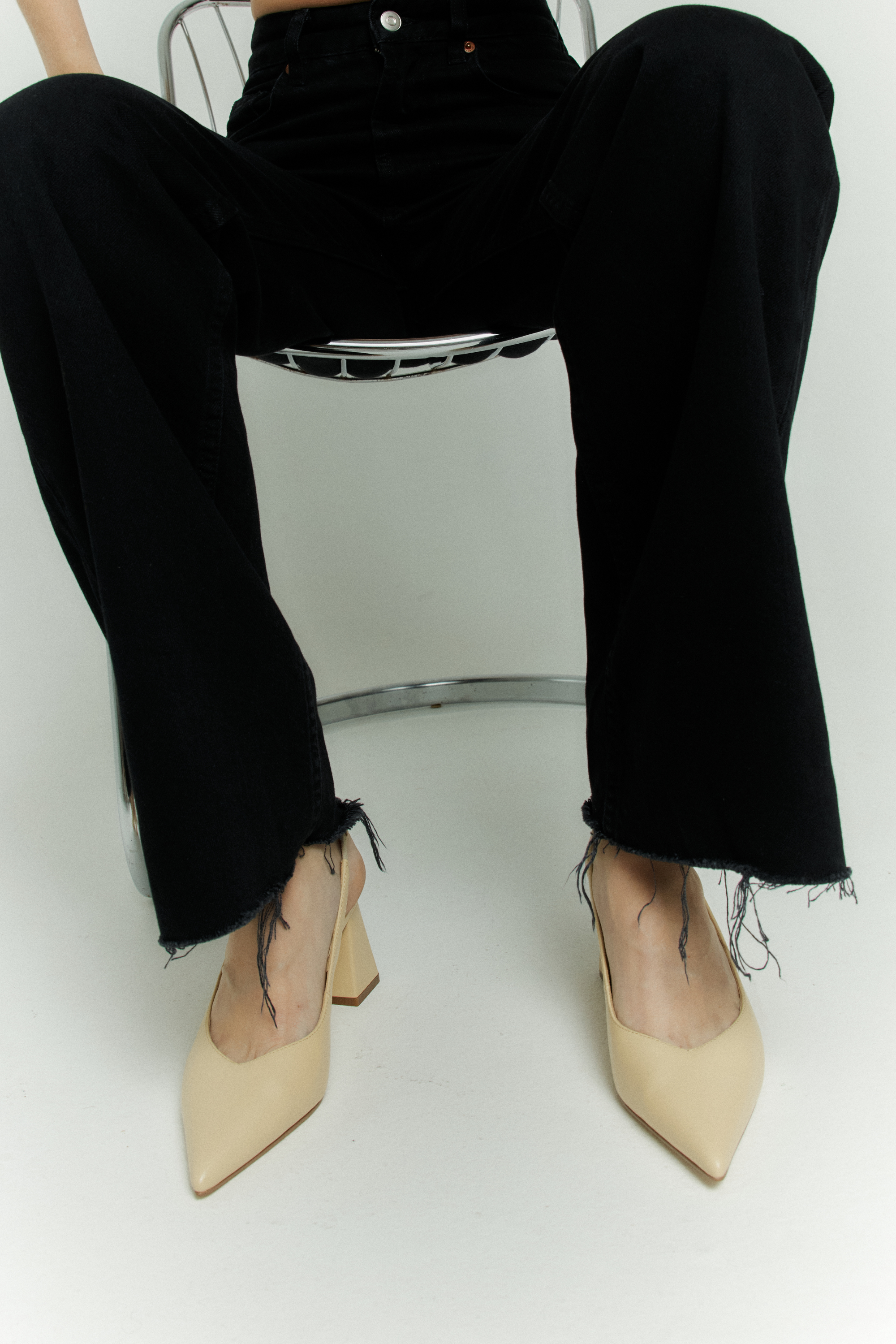 Yankee Slingback Block Heel - Custard Yellow Leather