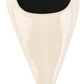 Womens white patent slingback flats with pointed toe and brass detail