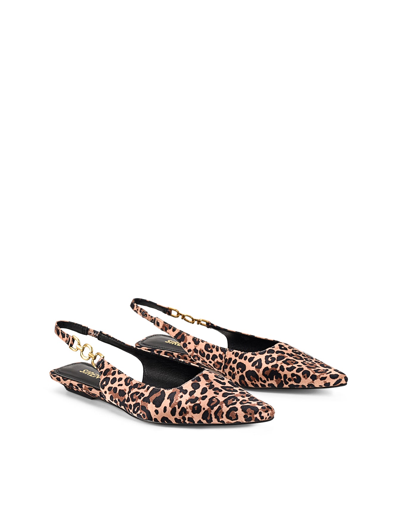 Alana Slingback Flats Leopard Satin – Siren Shoes