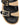 Women's natural weave raffia and black leather platform footbed slides with gold buckles