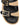 Women's natural weave raffia and black leather platform footbed slides with gold buckles