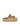 Women's natural weave raffia and tan leather platform footbed slides with gold buckles