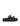 Women's black weave and black leather footbed platform slide