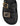 Women's black weave and black leather footbed platform slide