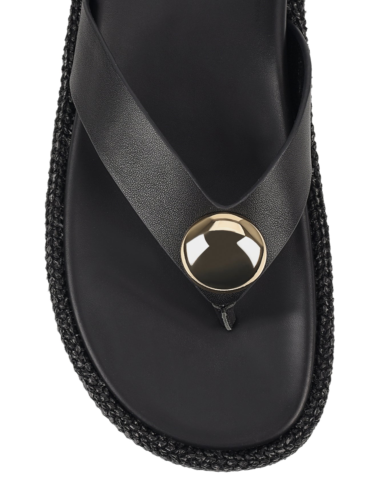 Apollonia Flatform Sandals - Black Weave/Black Leather