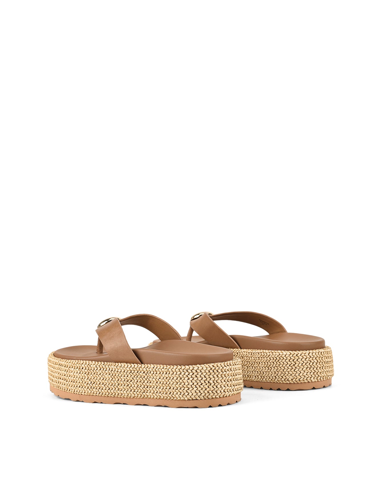 Apollonia Flatform Sandals - Natural Weave/Tan Leather