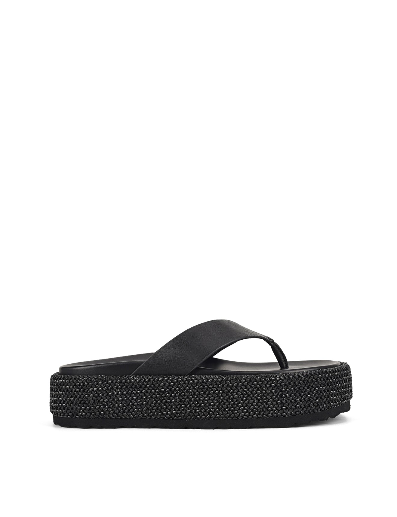 Apple Flatform Sandals - Black Weave/Black Leather