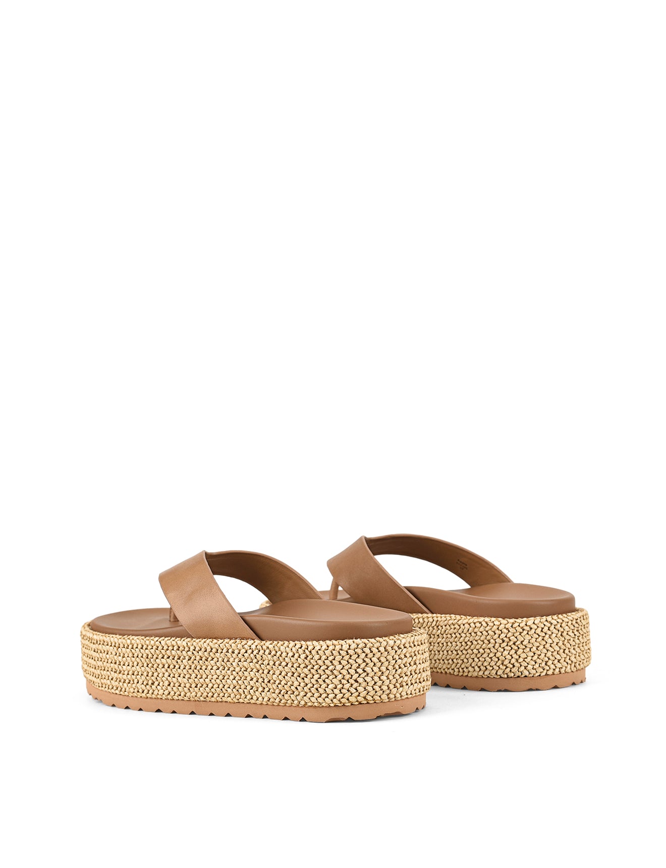 Apple Flatform Sandals - Natural Weave/Tan Leather