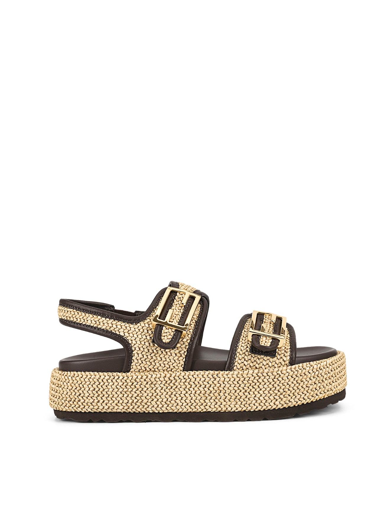 Apricot Flatform Sandals - Natural Weave/Chocolate Brown