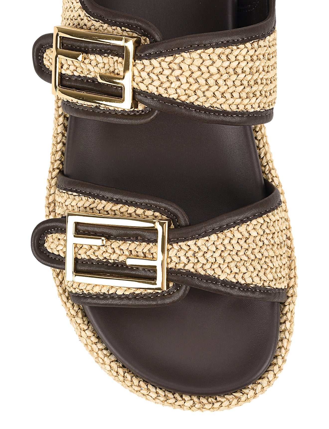 Apricot Flatform Sandals - Natural Weave/Chocolate Brown