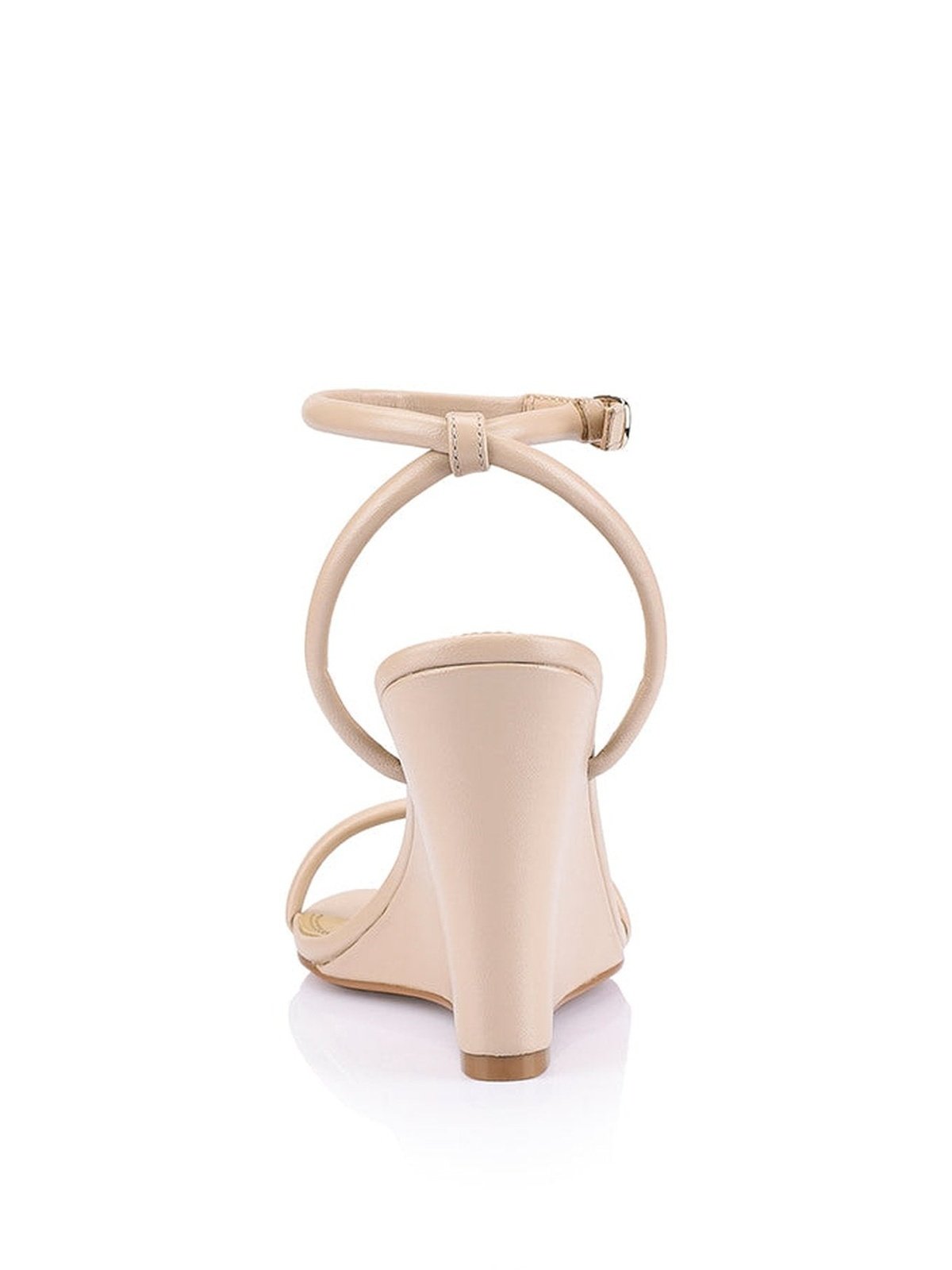 Bebe Wedge Sandals Nude Leather Siren Shoes
