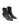 Women's black croc embossed leather heeled ankle boot with elastic gusset and pointed toe
