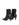 Women's black croc embossed leather heeled ankle boot with elastic gusset and pointed toe