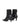 Women's black croc embossed leather heeled ankle boot with elastic gusset and pointed toe