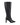 Women's black leather knee high boot with block heel and pointed toe